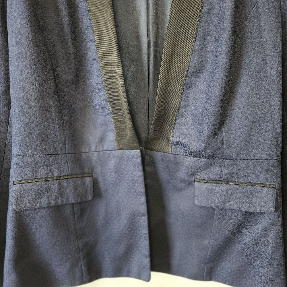 Banana Republic Womens Tuxedo Blazer 12 Navy Blue Black Jacquard Suit Jacket - Picture 3 of 11